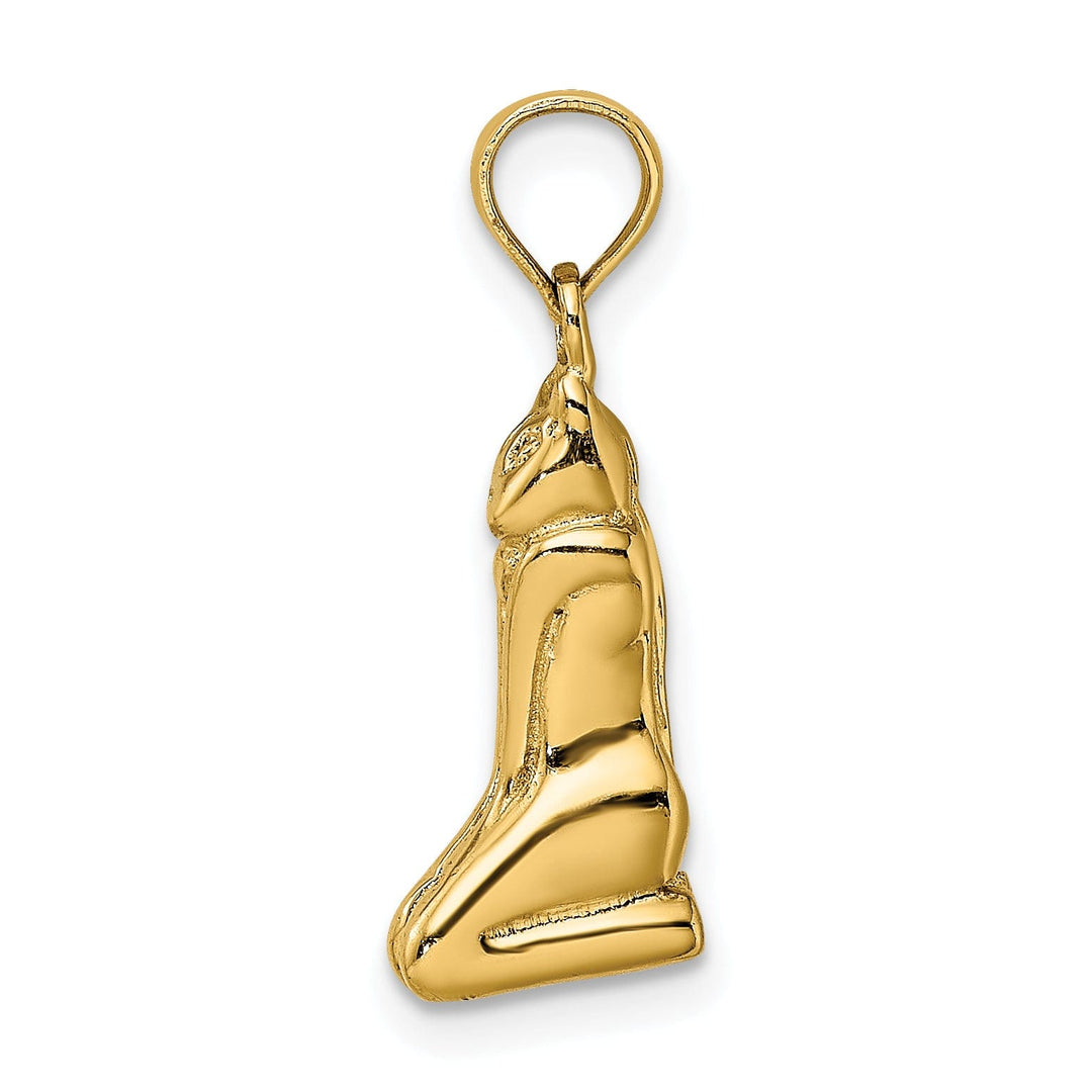 14K Yellow Gold Polished Finish 3-Dimensional MARCO ISLAND Cat Charm Pendant