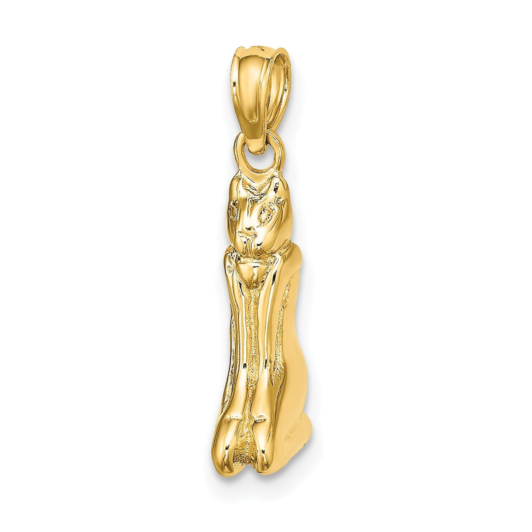 14K Yellow Gold Polished Finish 3-Dimensional MARCO ISLAND Cat Charm Pendant