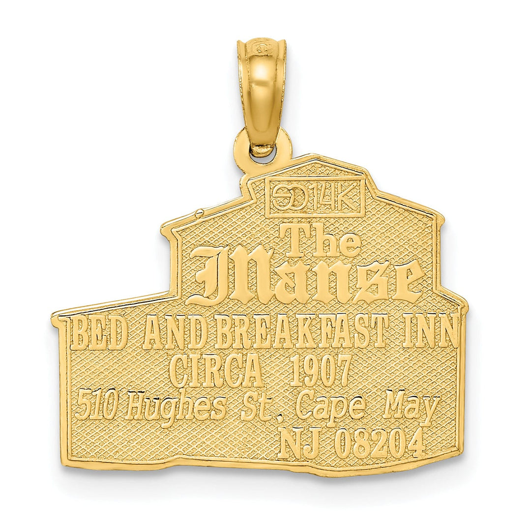 14K Yellow Gold Textured Finish The MANSE BED and BREAKFAST HOUSE- CAPE MAY, NJ Charm Pendant