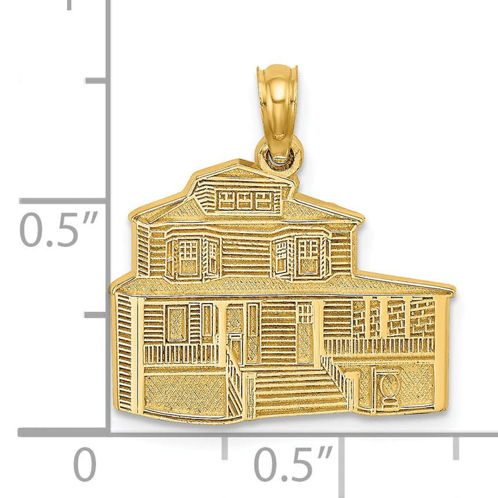 14K Yellow Gold Textured Finish The MANSE BED and BREAKFAST HOUSE- CAPE MAY, NJ Charm Pendant