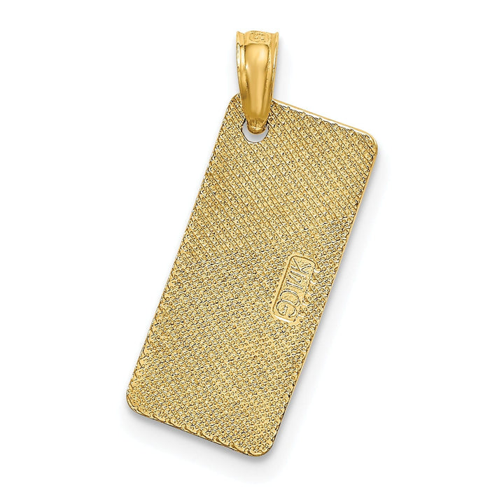 14K Yellow Gold Polished Textured Finish Textured Small Size FLORIDA SANIBEL License Plate Charm Pendant