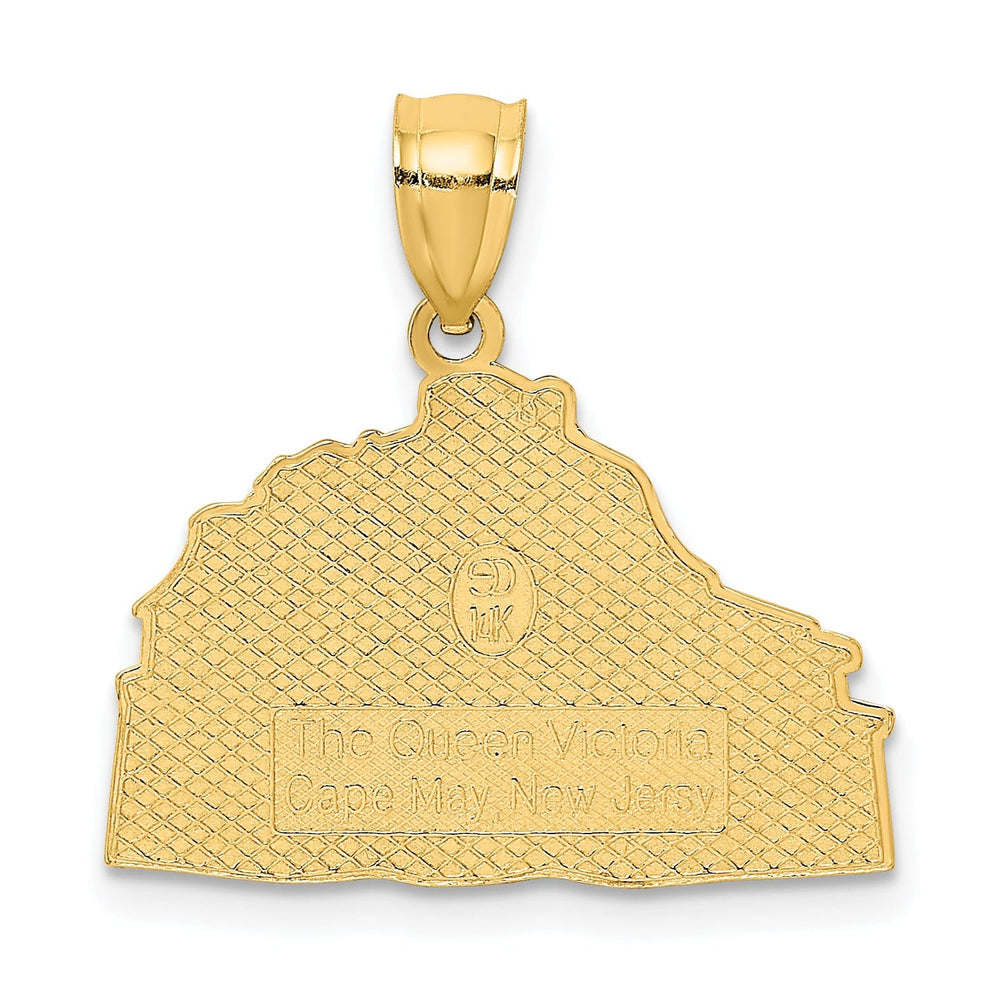 14K Yellow Gold Polished Textured Finish The QUEEN VICTORIA HOUSE - CAPE MAY, NJ Charm Pendant