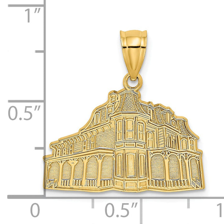 14K Yellow Gold Polished Textured Finish The QUEEN VICTORIA HOUSE - CAPE MAY, NJ Charm Pendant
