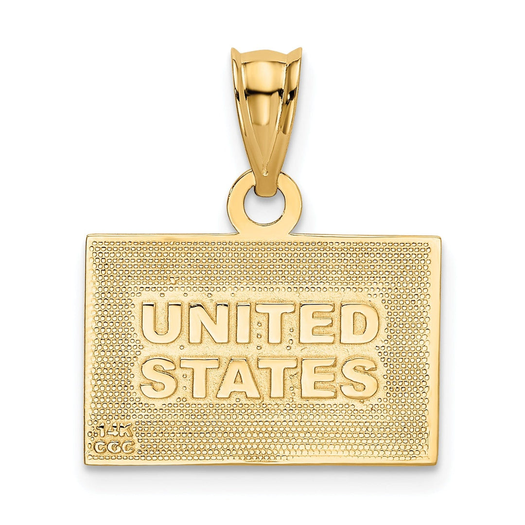 14k Yellow Gold United States Flag Pendant