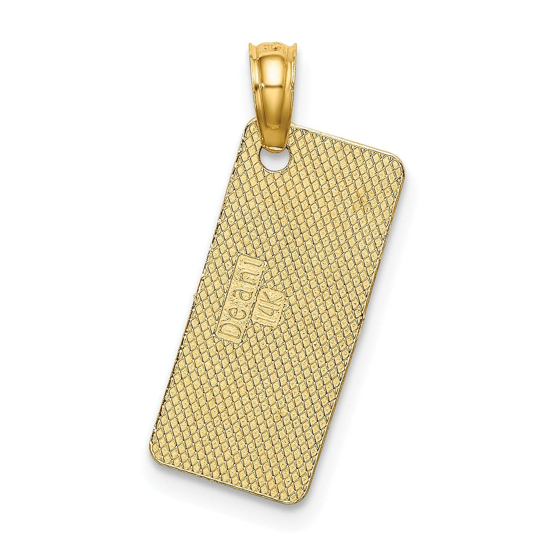 14K Yellow Gold Polished Texture Finish STONE HARBOR License Plate Charm Pendant