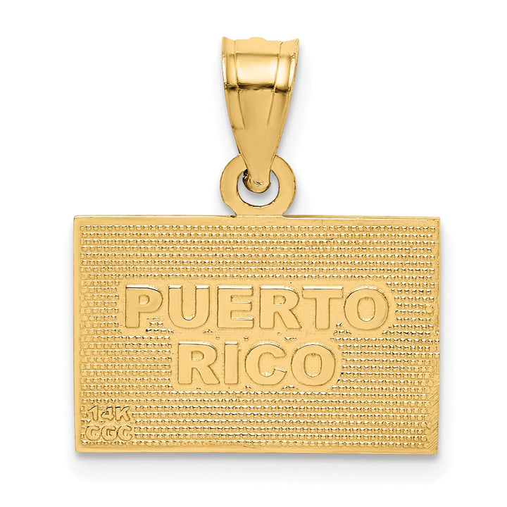 14k Yellow Gold Red, Blue, White, Enameled Finish Puerto Rico Flag Charm Pendant