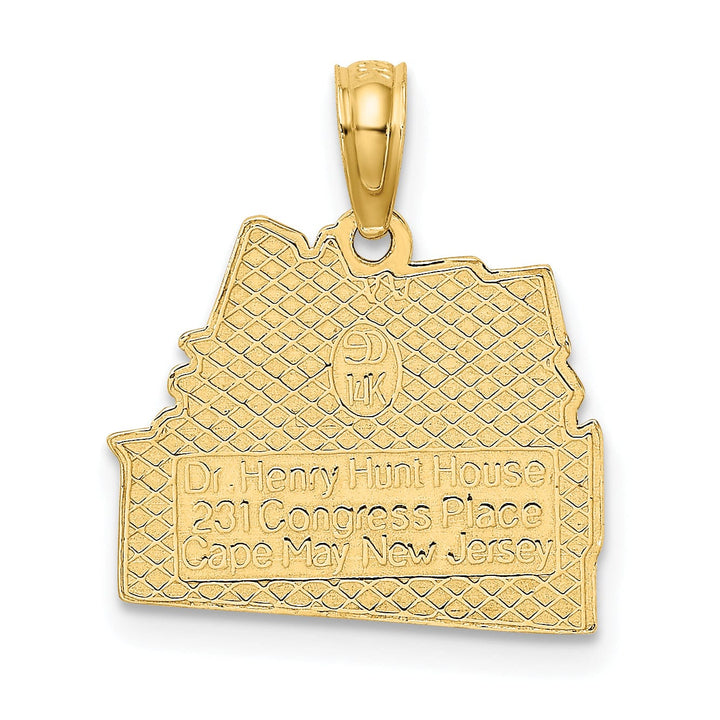 14K Yellow Gold Polished Textured Finish The Dr. HENRY HUNT HOUSE- CAPE MAY, NJ Charm Pendant
