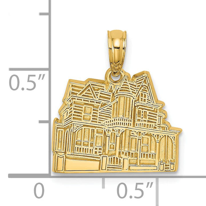 14K Yellow Gold Polished Textured Finish The Dr. HENRY HUNT HOUSE- CAPE MAY, NJ Charm Pendant