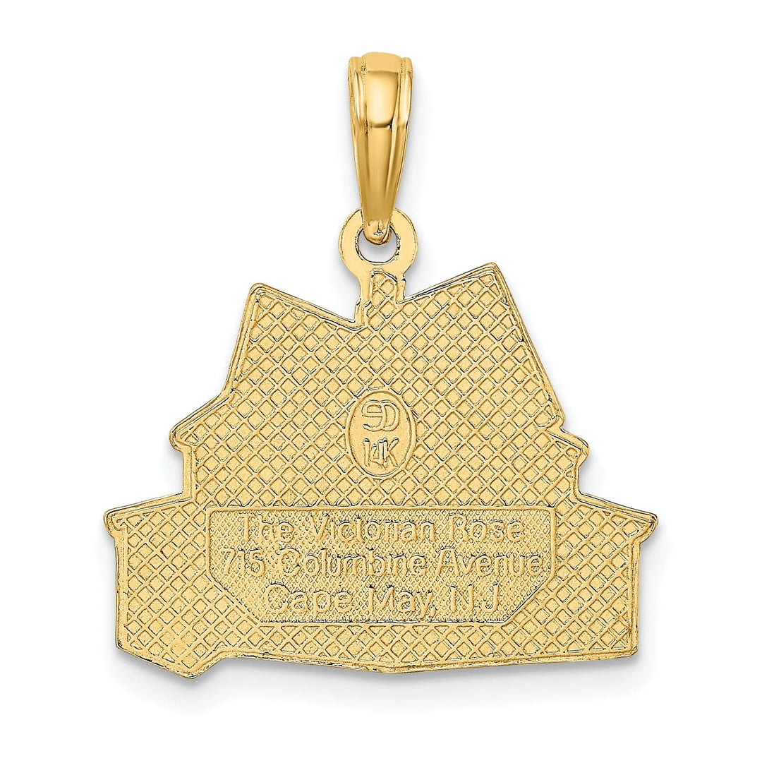 14K Yellow Gold Polished Textured Finish The VICTORIAN HOUSE- CAPE MAY, NJ Charm Pendant