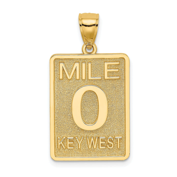 14k Yellow Gold Solid Polished Textures Finish 0 KEY WEST Mile Marker Charm Pendant