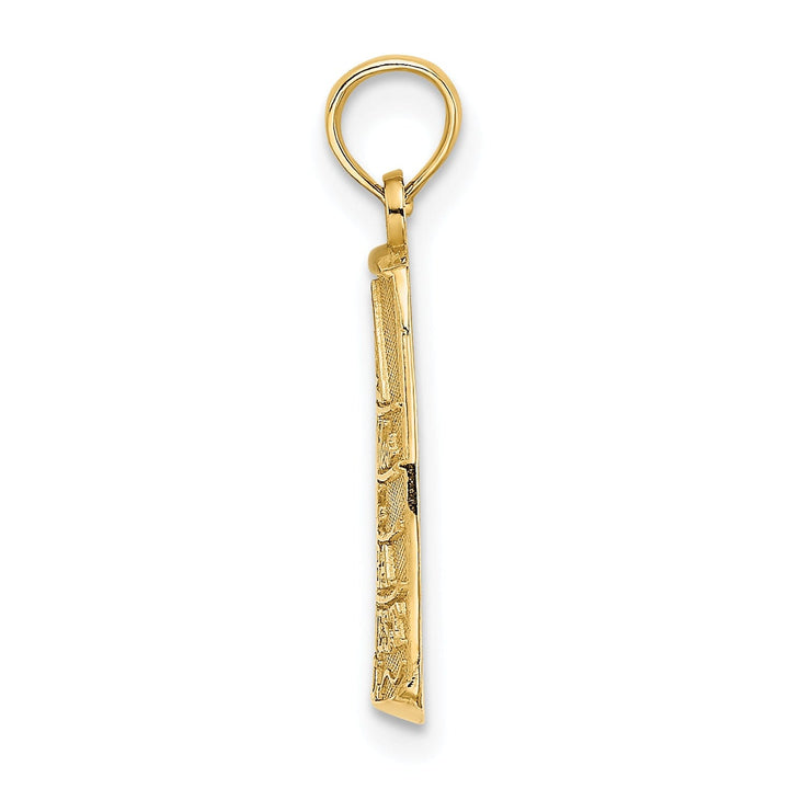 14K Yellow Gold Polished Textured Finish Southern Most Point in the USA 90 Mile From Cuba KEY WEST FL Charm Pendant