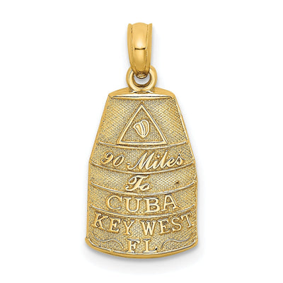 14K Yellow Gold Polished Textured Finish Southern Most Point in the USA 90 Mile From Cuba KEY WEST FL Charm Pendant at $ 96.25 only from Jewelryshopping.com