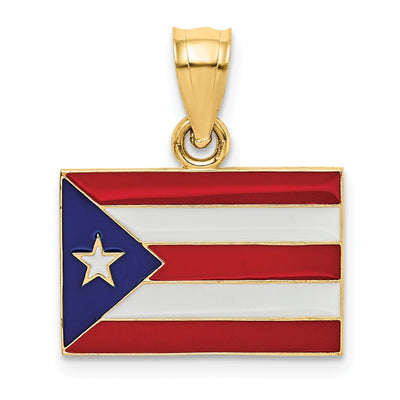 14k Yellow Gold Red, Blue, White, Enameled Finish Puerto Rico Flag Charm Pendant at $ 197.3 only from Jewelryshopping.com