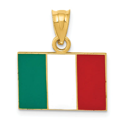 14k Yellow Gold Enameled Italy Flag Pendant at $ 197.3 only from Jewelryshopping.com