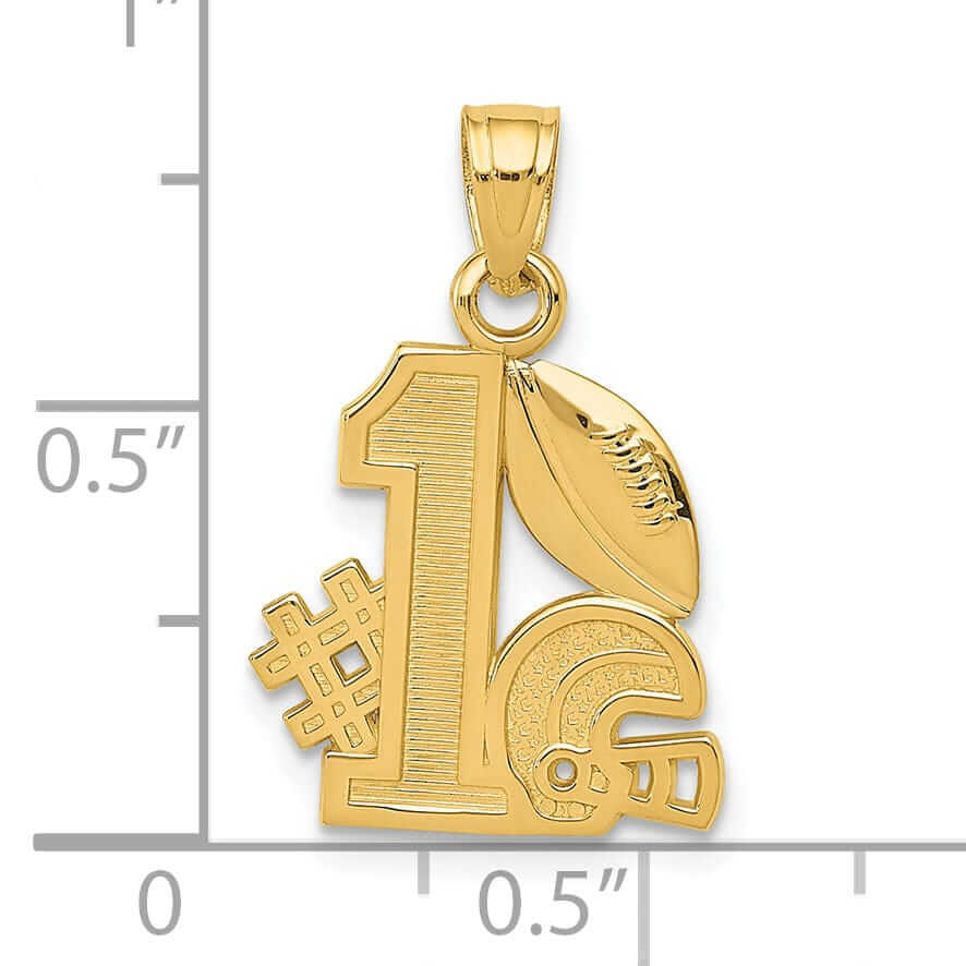 14 Yellow Gold #1 Football Helmet Charm Pendant