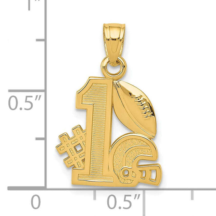 14 Yellow Gold #1 Football Helmet Charm Pendant