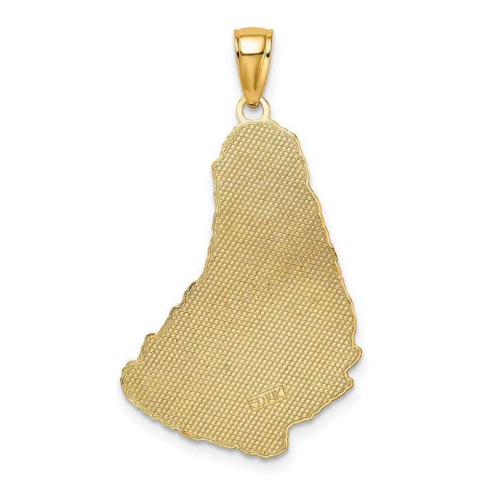 14K Yellow Gold Textured Polished Finish BARBADOS on Map Charm Pendant