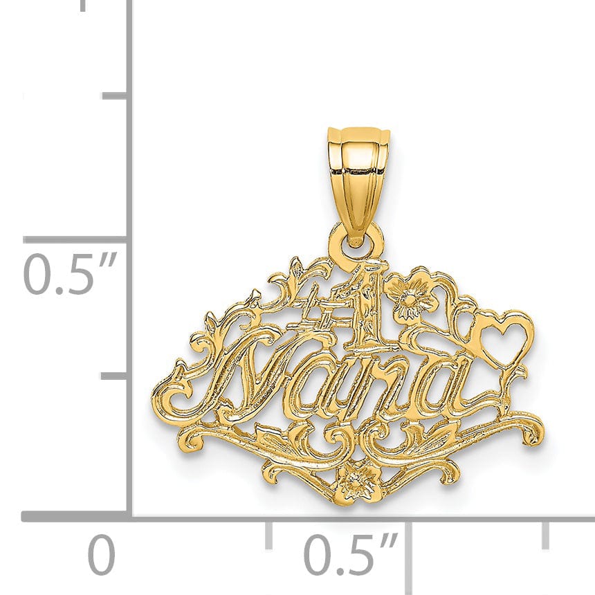 14K Yellow Gold Flat Back Polished Finish Script #1 NANA Design Charm Pendant