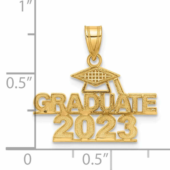 14K Polished Graduate 2023 Under Cap Charm - Unisex