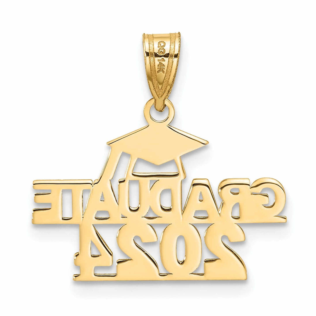 14K Polished Graduate 2024 Under Cap Charm - Unisex