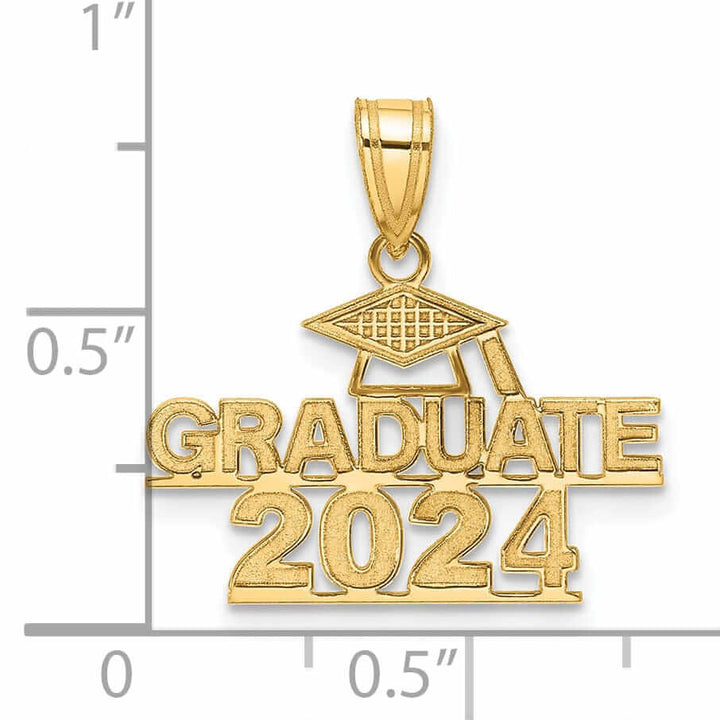 14K Polished Graduate 2024 Under Cap Charm - Unisex