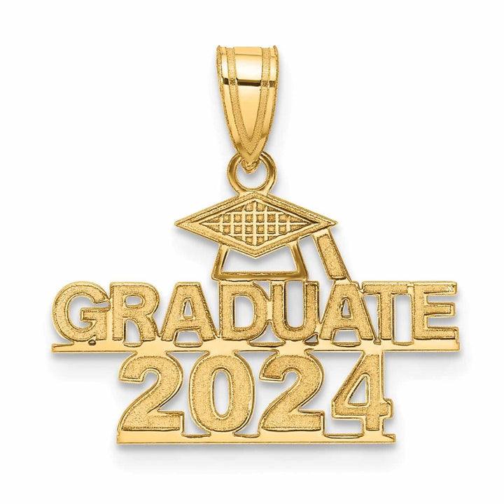 14K Polished Graduate 2024 Under Cap Charm - Unisex