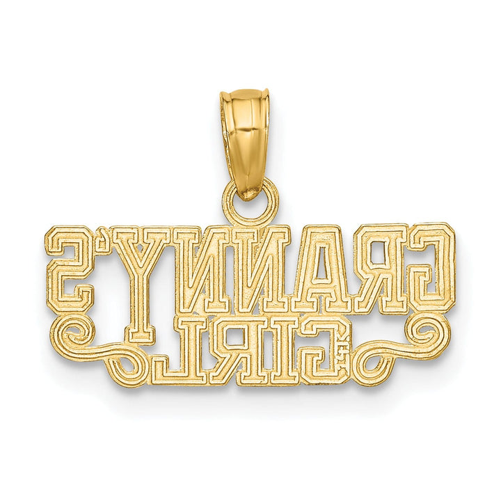 14K Yellow Gold Polished Finish GRANNY'S GIRL Script Design Charm Pendant