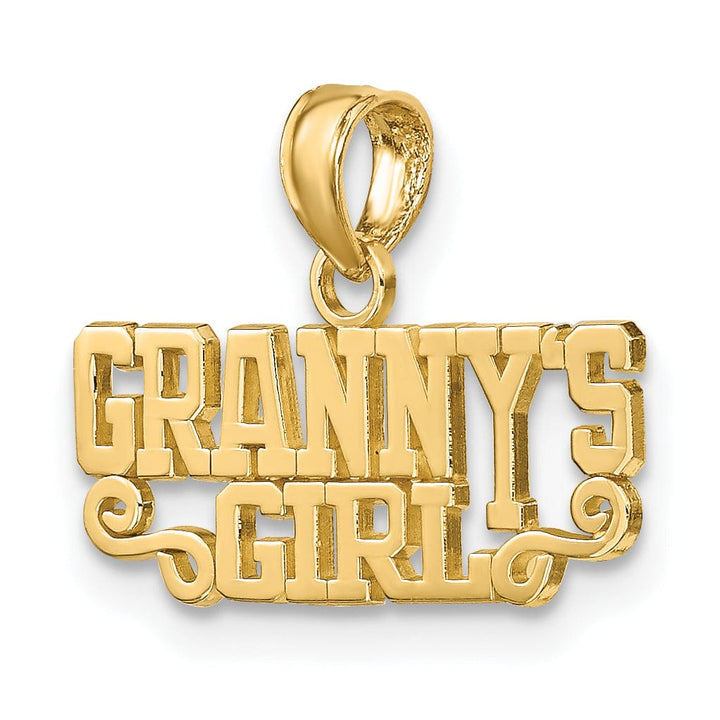 14K Yellow Gold Polished Finish GRANNY'S GIRL Script Design Charm Pendant