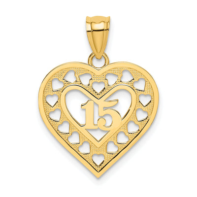 14k Yellow Gold 15 in Cut-out Heart Frame Pendant