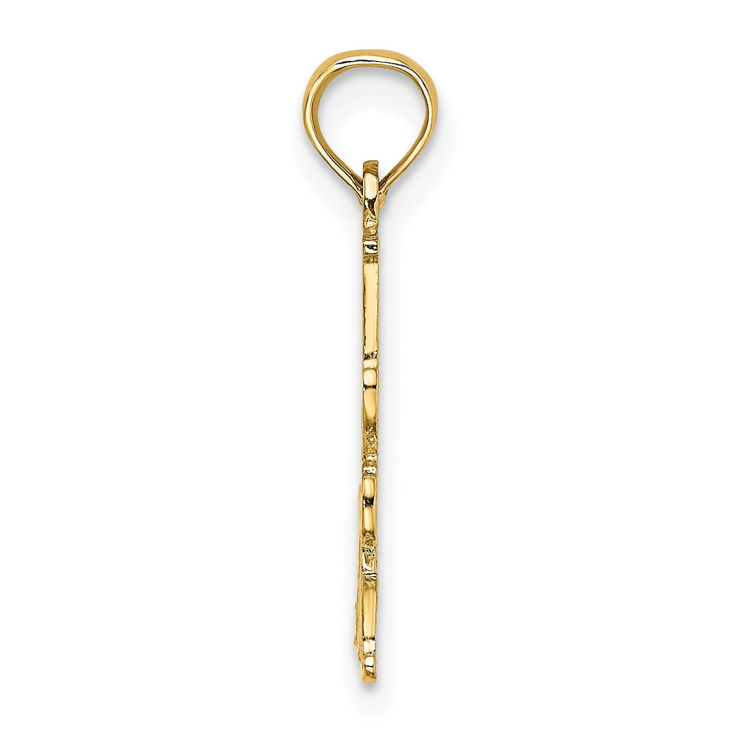 14K Yellow Golf Polished Finish Engraved Script #1 STEP MOM Charm Pendant