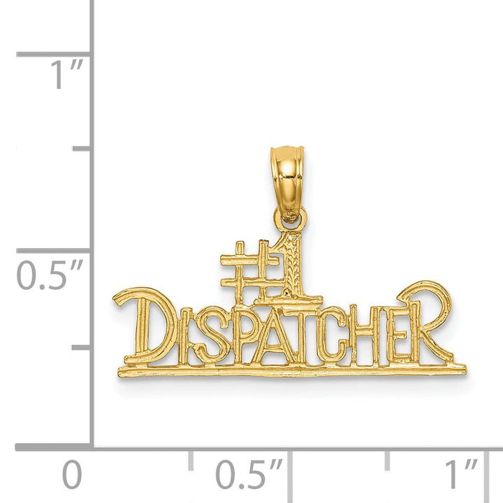 14K Yellow Gold Polished Finish Open Back #1 DISPATCHER Charm Pendant