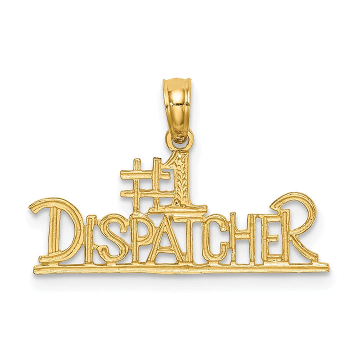 14K Yellow Gold Polished Finish Open Back #1 DISPATCHER Charm Pendant