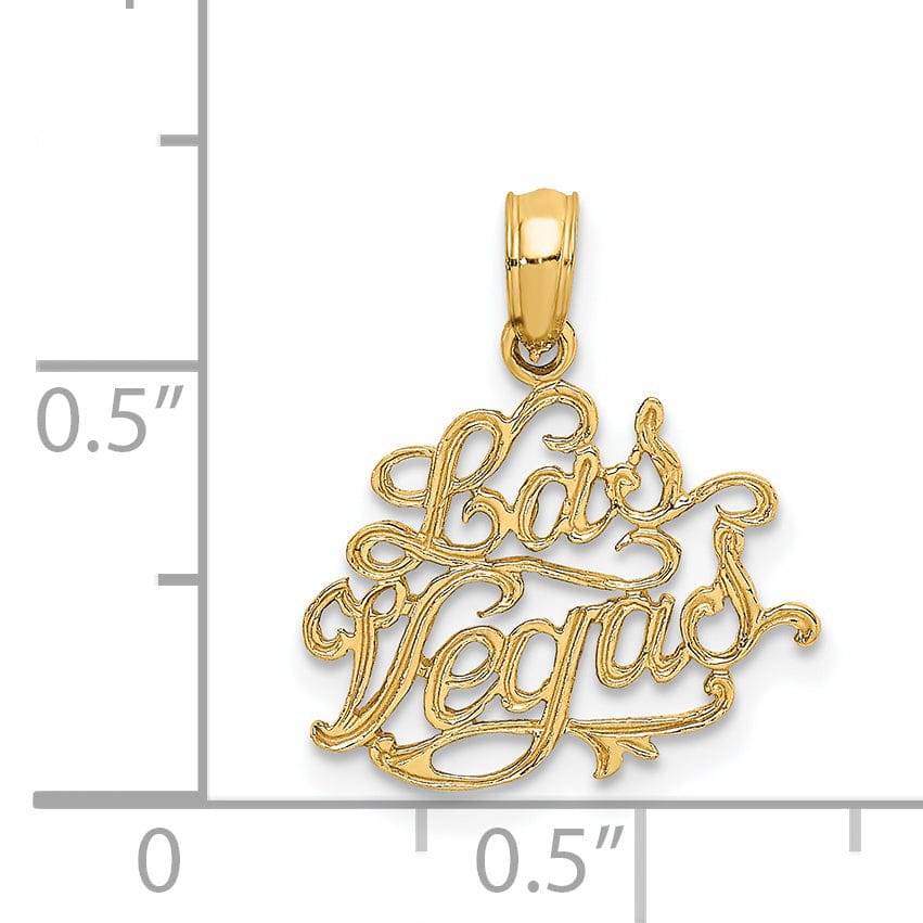 14K Yellow Gold Textured Polished Finish LAS VEGAS Charm Pendant