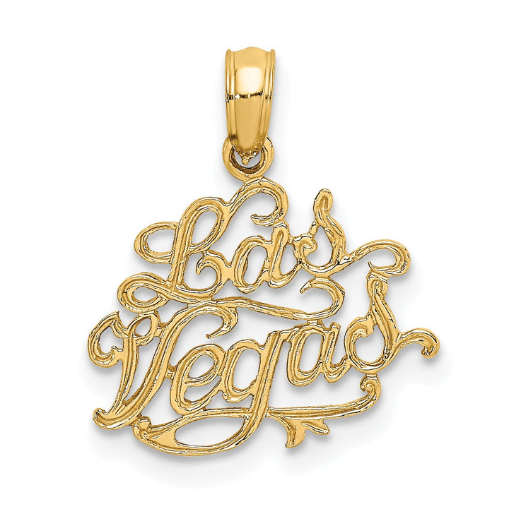 14K Yellow Gold Textured Polished Finish LAS VEGAS Charm Pendant