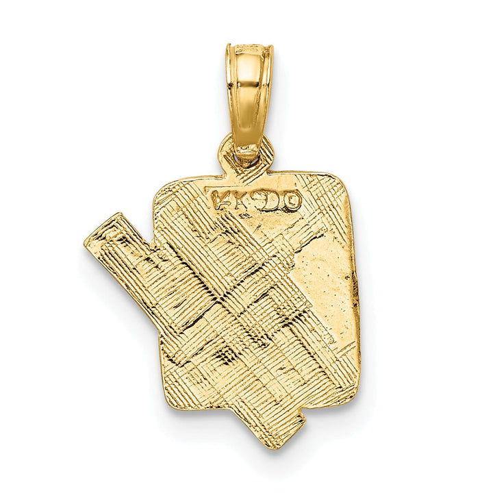 14K Yellow Gold Textured Polished Finish School Book and Ruler Design Charm Pendant