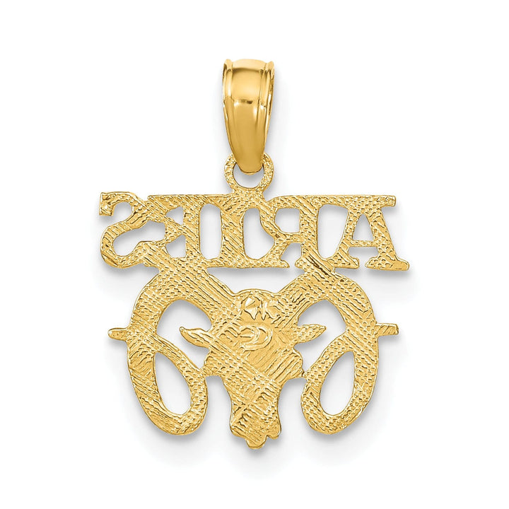 14K Yellow Gold Polished Textured Finish Zodiac ARIES Charm Pendant