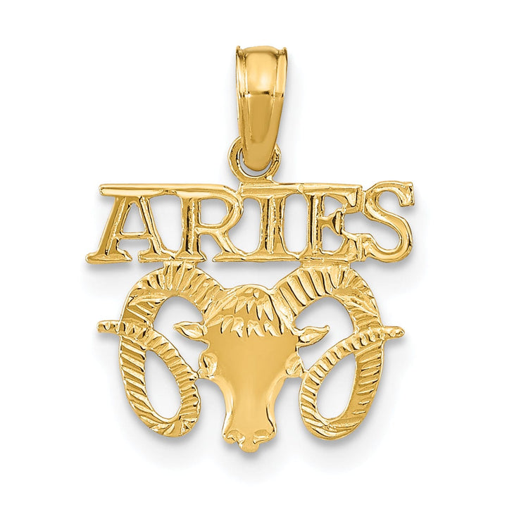 14K Yellow Gold Polished Textured Finish Zodiac ARIES Charm Pendant