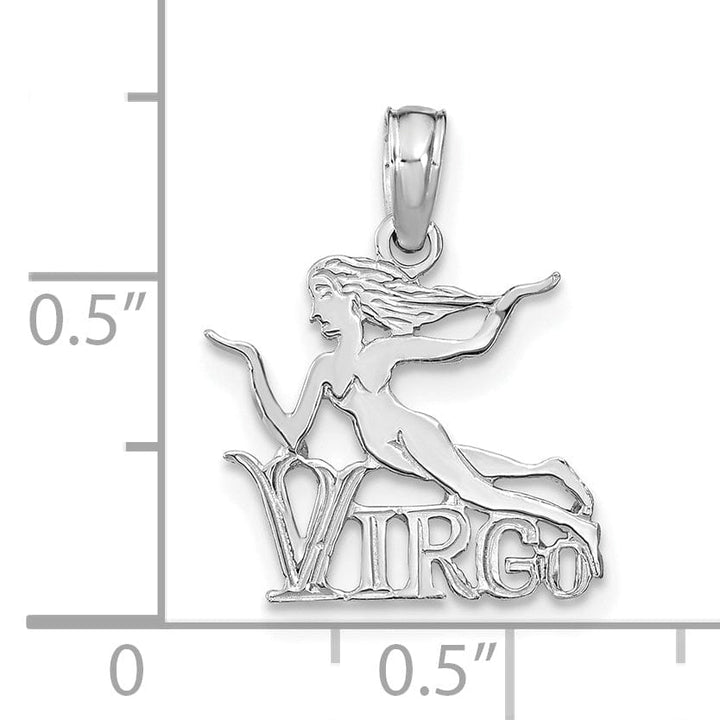 14K White Gold Polished Textured Finish Zodiac VIRGO Charm Pendant