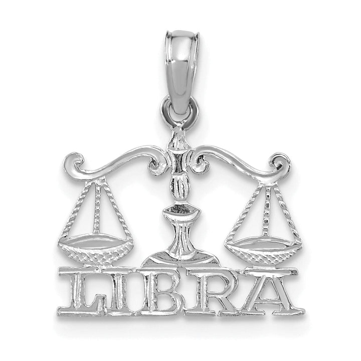 14K White Gold Polished Textured Finish Zodiac LIBRA Charm Pendant