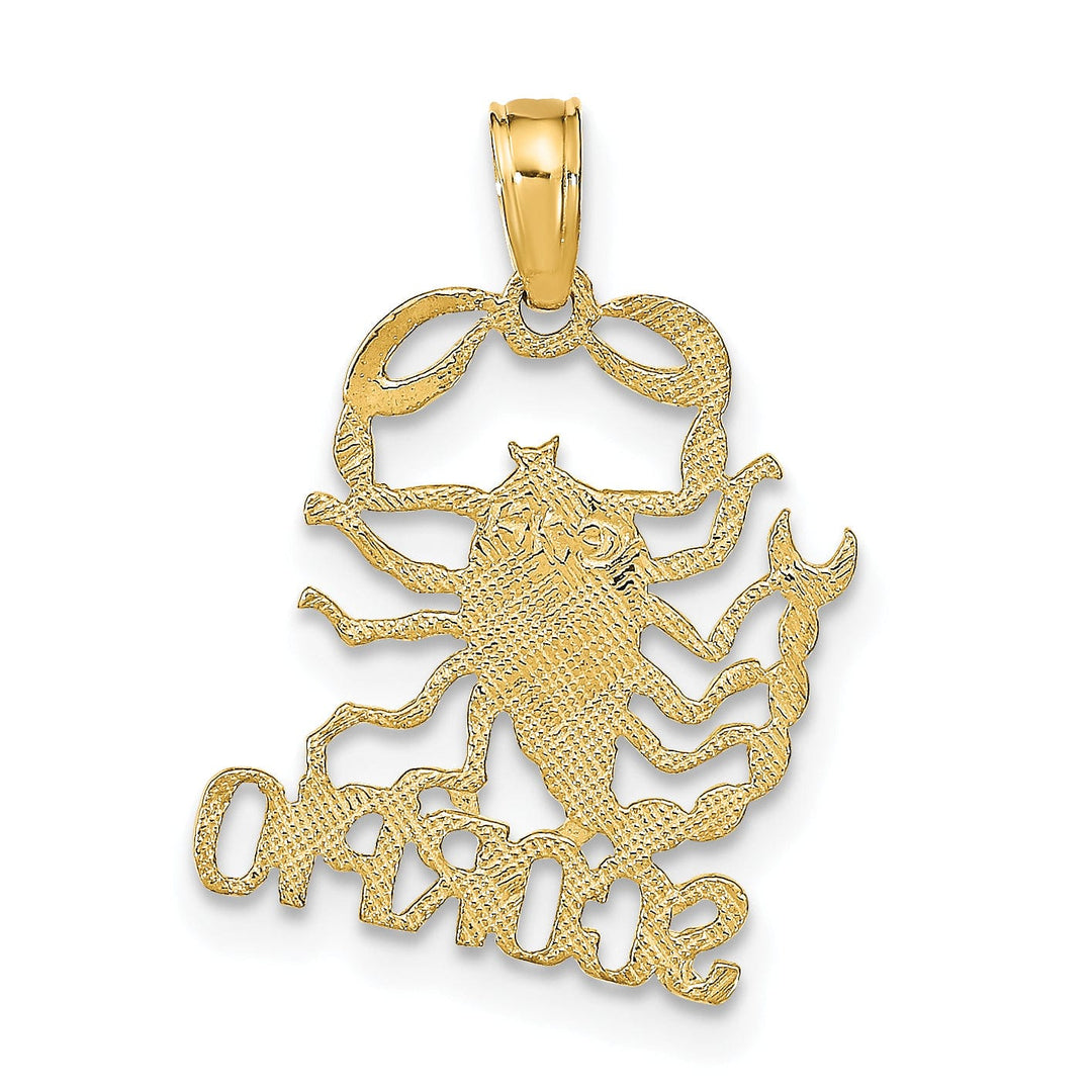 14K Yellow Gold Polished Textured Finish Zodiac SCORPIO Charm Pendant