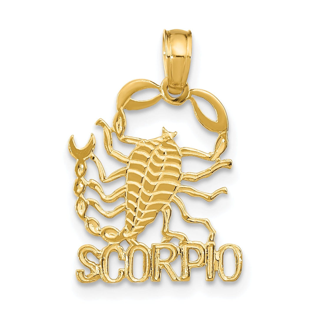 14K Yellow Gold Polished Textured Finish Zodiac SCORPIO Charm Pendant