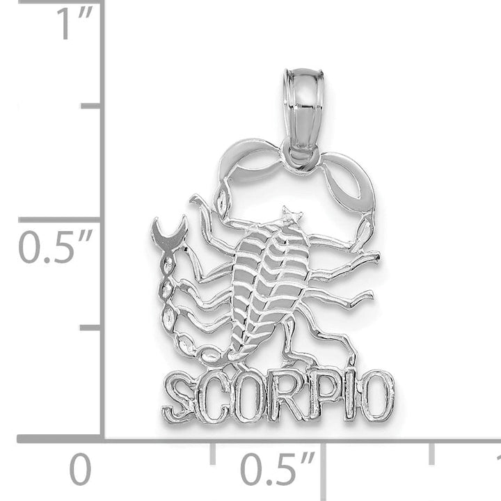 14K White Gold Polished Textured Finish Zodiac SCORPIO Charm Pendant