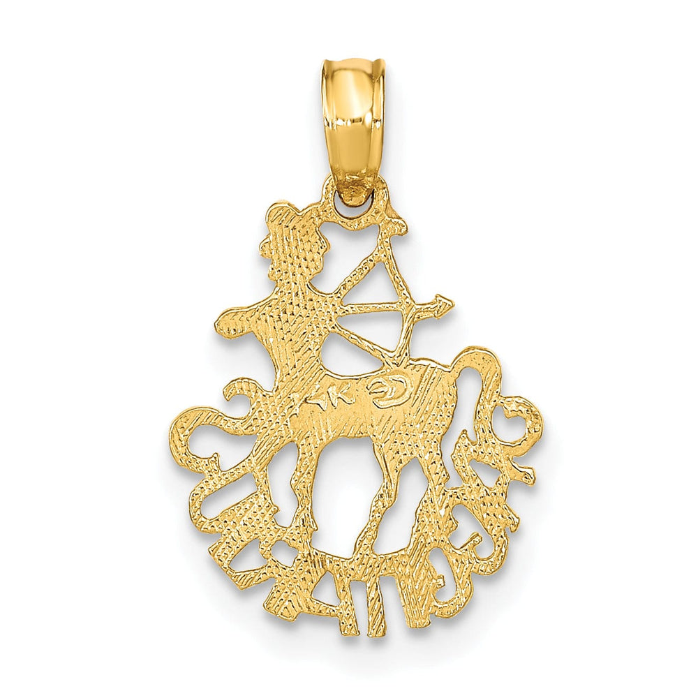 14K Yellow Gold Polished Textured Finish Zodiac SAGITTARIUS Charm Pendant