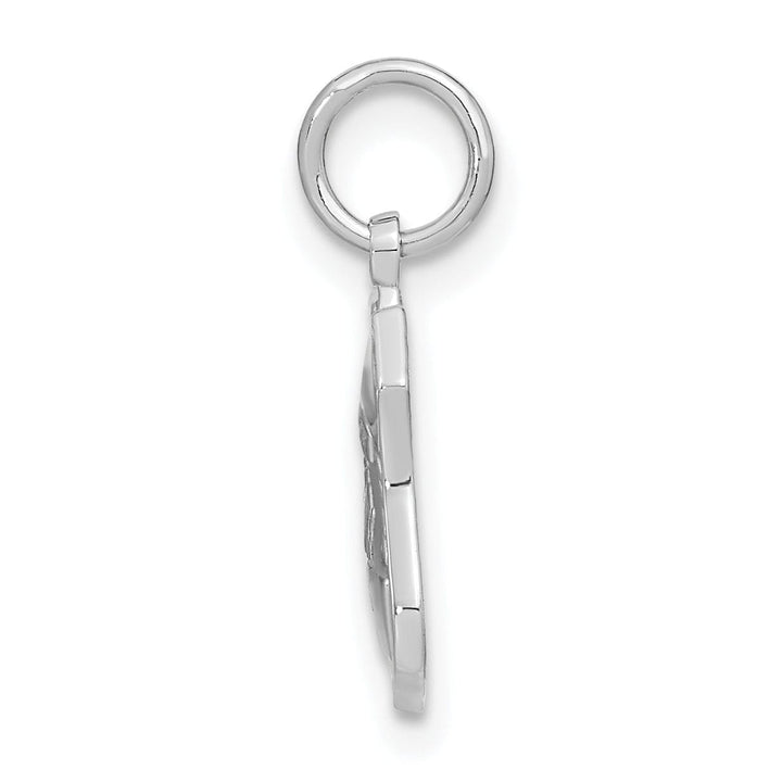 14k White Gold Flat Back Polished Finish Engravable Police Badge Charm Pendant