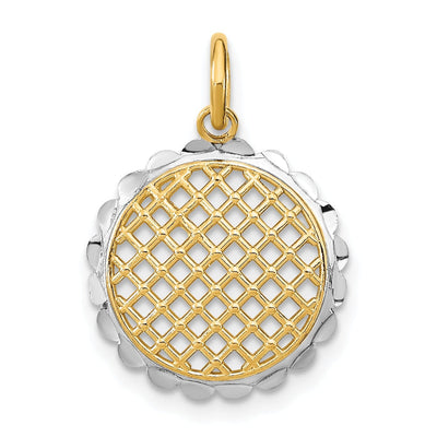 14K Yellow Gold, White Rhodium Polished Finish Filigree Mesh Sunflower Design Pendant at $ 94.38 only from Jewelryshopping.com