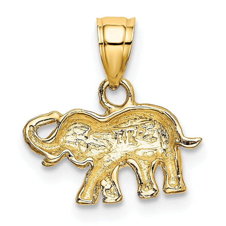 14k Yellow Gold White Rhodium Polished Finish Small Elephant Charm Pendant