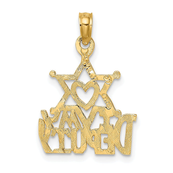 14k Yellow Gold Open Back Polished Finish I HEART MY SHERIFF Charm Pendant