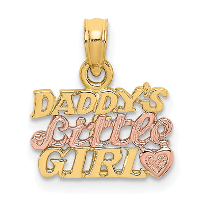 14k Two-Tone Gold Textured Polished Finish DADDY'S LITTLE GIRL with Heart Design Charm Pendant at $ 71.89 only from Jewelryshopping.com