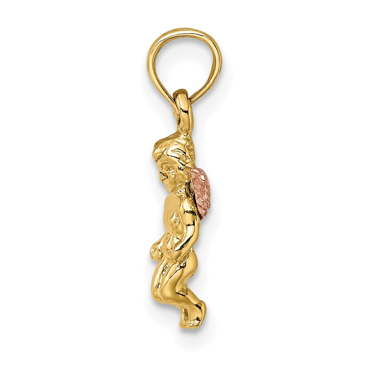 14K Yellow Rose Gold Polished Finish 3-D Guardian Angel Pendant