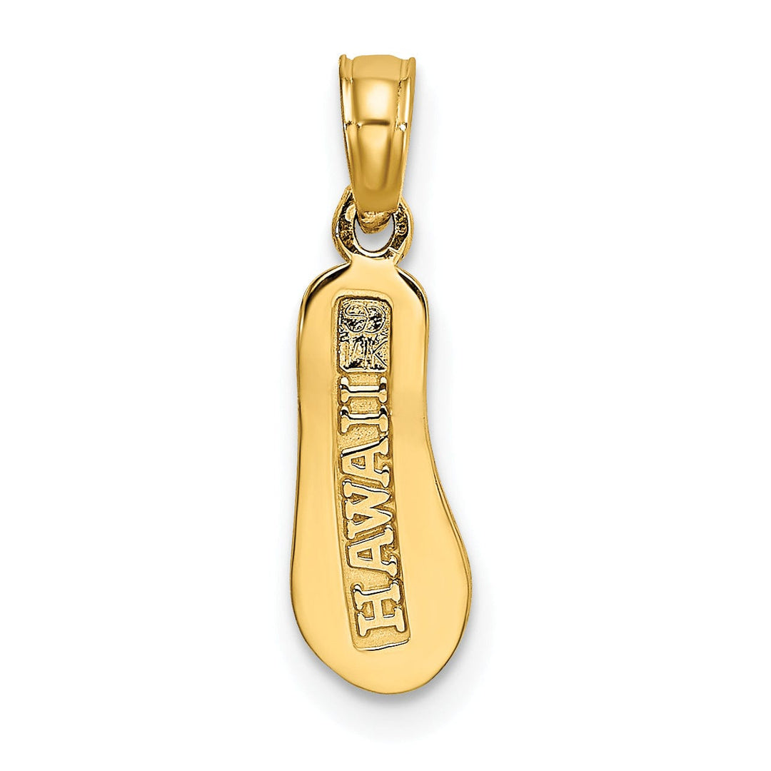 14k Yellow Gold, White Rhodium Textured Polished Finish Reversible HAWAII Single Flip-Flop Sandle Charm Pendant